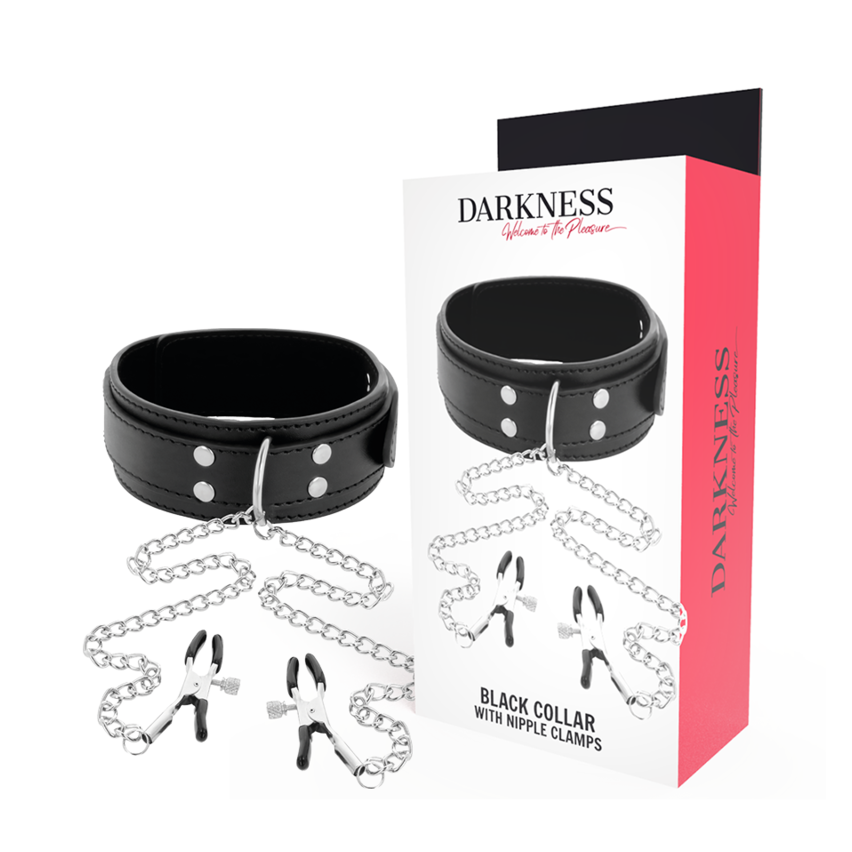 Darkness - Collar With Nipple Clamps Black