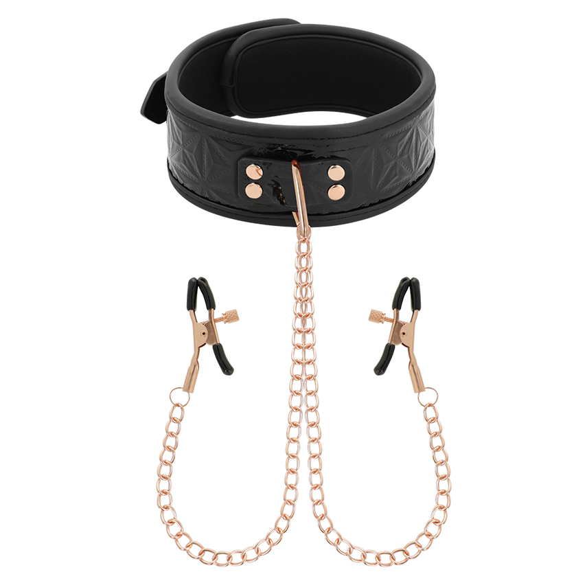 Begme - Black Edition Collar With Nipple Clamps With Neoprene Lining