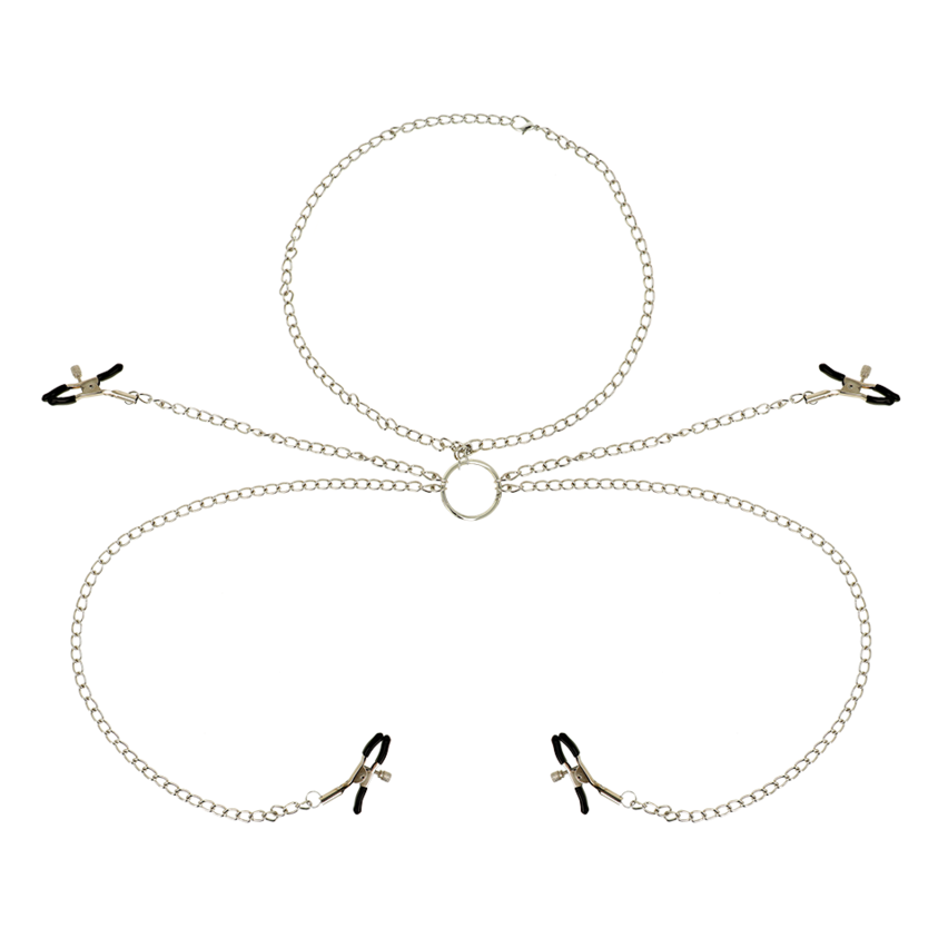Ohmama Fetish 4 Nipple Clamps With Chain Necklace