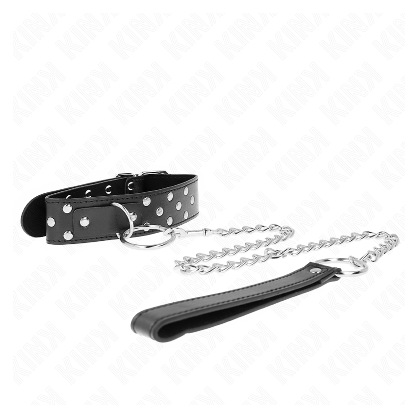 Kink - Ring Rivet Strap Necklace With Belt 65 Cm Black Adjustable 36-50 Cm X 3.8 Cm
