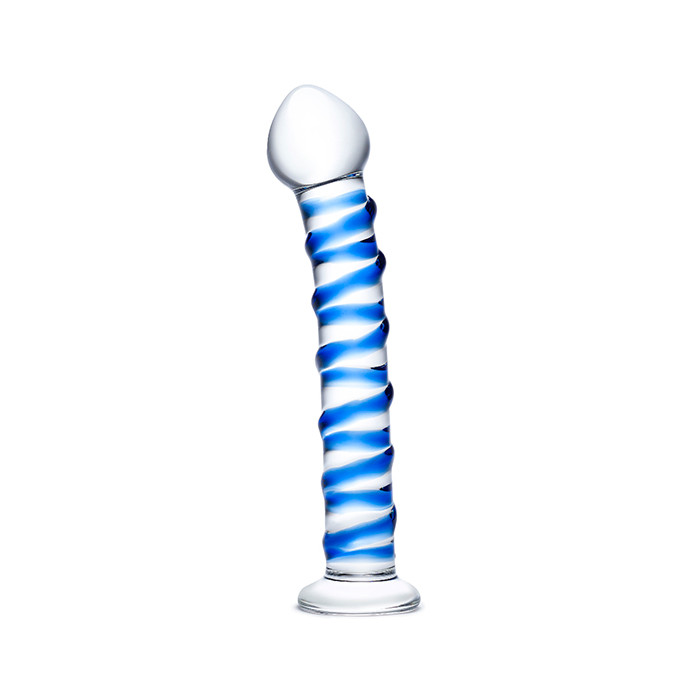 Glas - Blue Spiral Glass Dildo