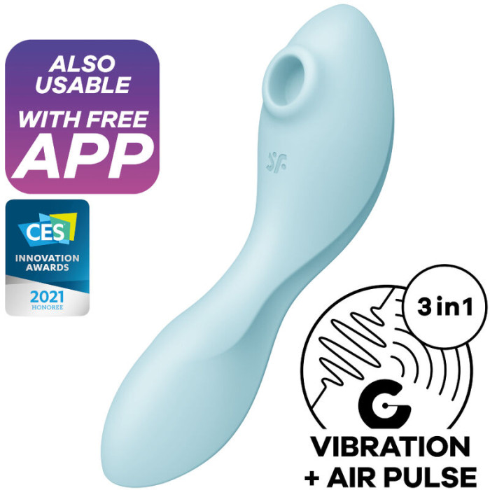 Satisfyer - Curvy Trinity 5 Air Pulse Stimulator & Vibrator App Blue
