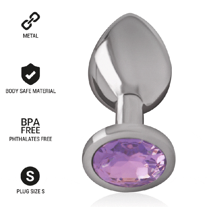 Intense - Aluminum Metal Anal Plug With Violet Crystal Size S