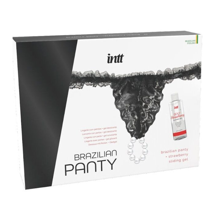 Intt Releases - Brazilian Black Panty With Pearls And Lubricant Gel 50 Ml