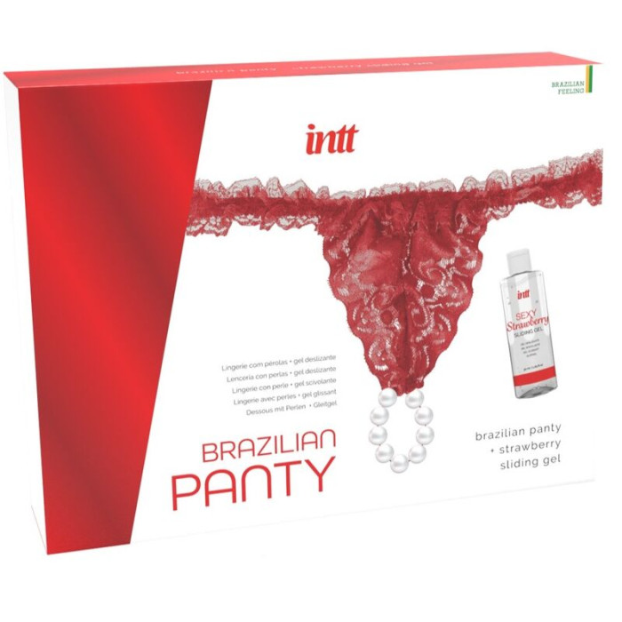 Intt Releases - Brazilian Red Panty With Pearls And Lubricating Gel 50 Ml