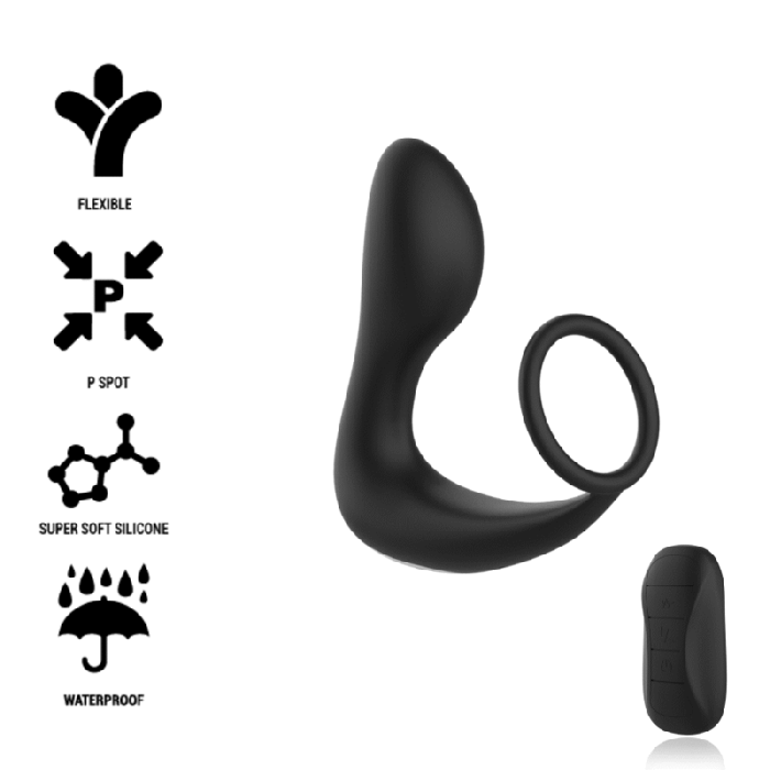 Black&silver - Remote Control Anal Massager Rechargeable Silicone Black