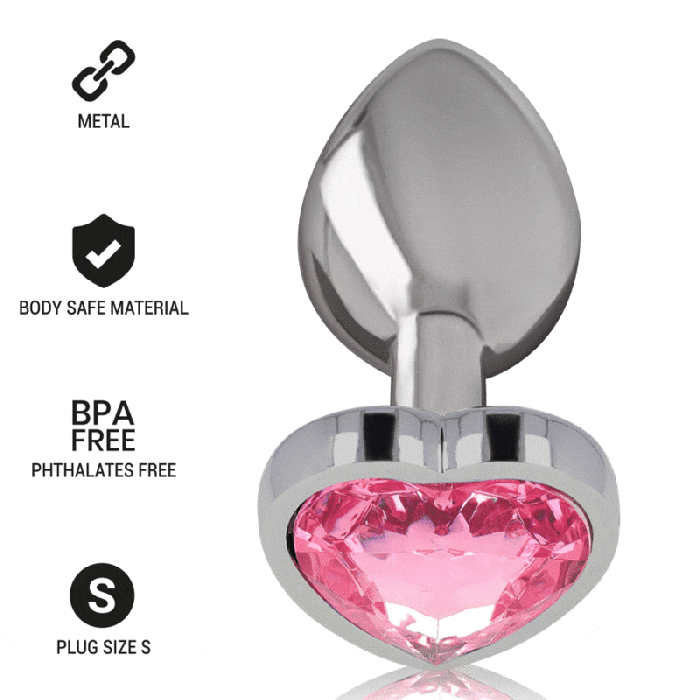 Intense - Aluminum Metal Anal Plug Pink Heart Size S