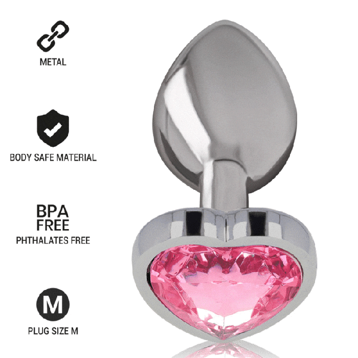 Intense - Aluminum Metal Anal Plug Pink Heart Size M
