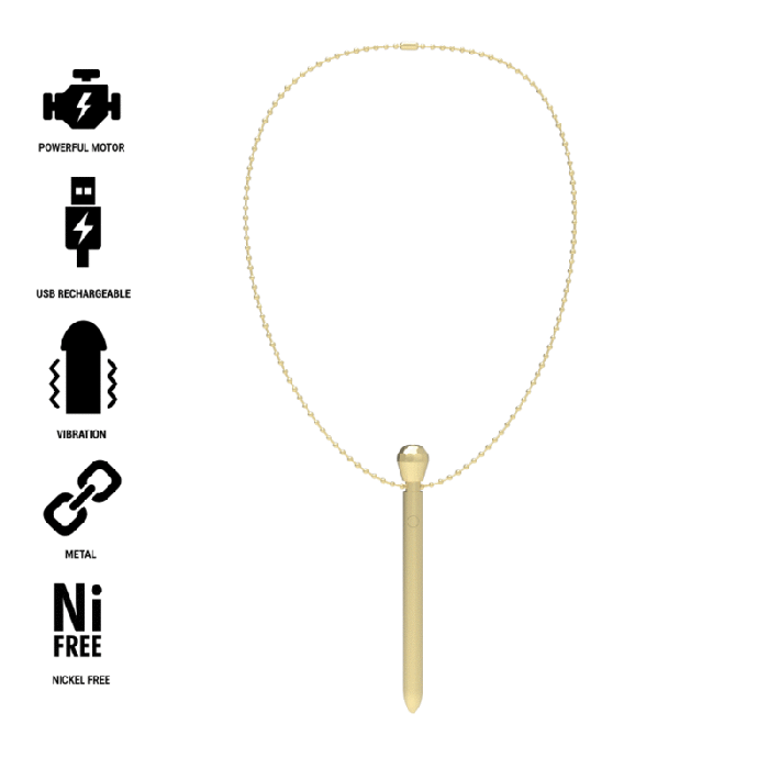 Ibiza - Clit Pocket Stimulator Necklace Usb Charger 12 Vibration Modes Golden 12,2 X 1,5