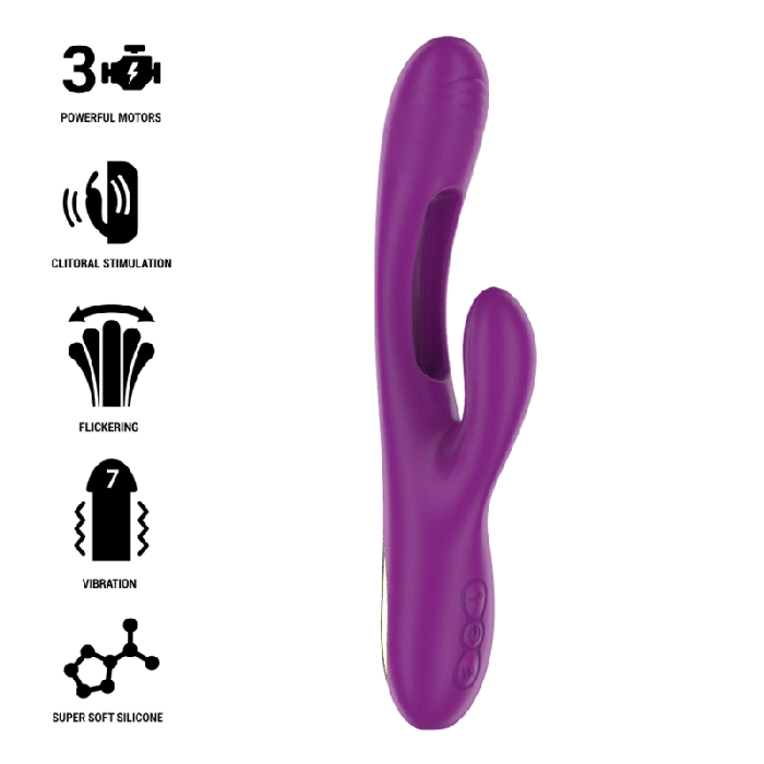Intense - Apolo Rechargeable Multifunction Vibrator 7 Vibrations With Swinging Motion Purple