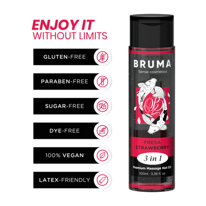 Bruma - Premium Massage Hot Oil Strawberry 3 In 1 - 100 Ml