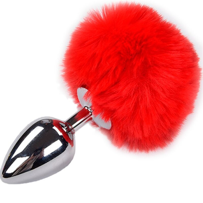 Alive - Anal Pleasure Plug Smooth Metal Fluffy Red Size S