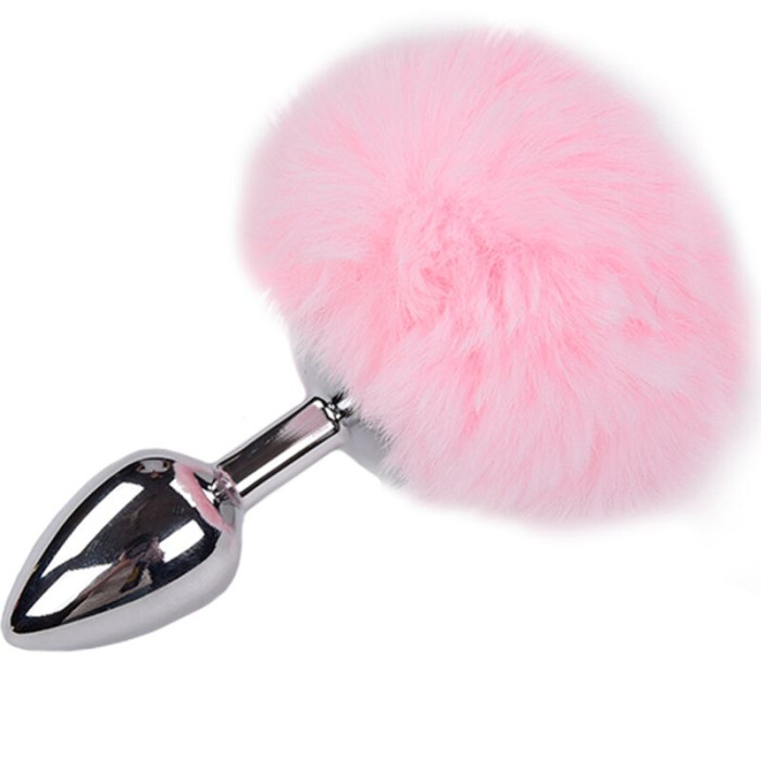 Alive - Anal Pleasure Plug Smooth Metal Fluffy Pink Size L