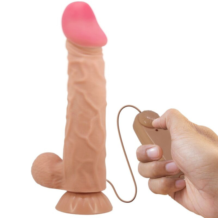 Pretty Love - Sliding Skin Series Realistic Dildo With Sliding Skin Suction Cup Remote Control Flesh 24 Cm