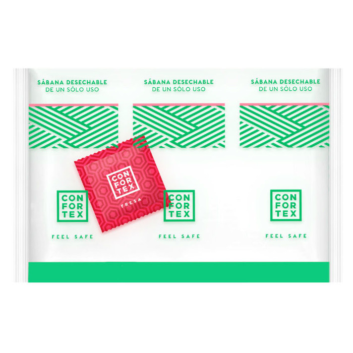Confortex - Disposable Hygienic Sheets, Individual Bag + Strawberry Condom