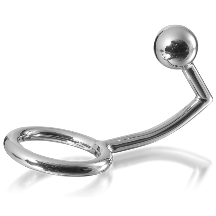 Metal Hard - Cock Ring Ring With Anal Intruder Hook 45mm